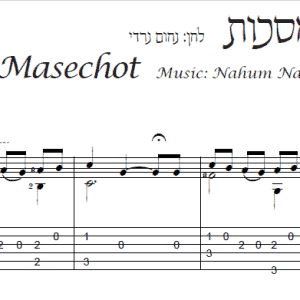 עיבוד פינגרסטייל לגיטרה מאת חגי רחביה לשיר המסכות הכולל תווים לגיטרה,טאבים לגיטרה ואקורדים לגיטרה.